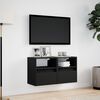 vidaXL TV Wall Cabinets with LED Lights 2 pcs Black 41x31x45 cm