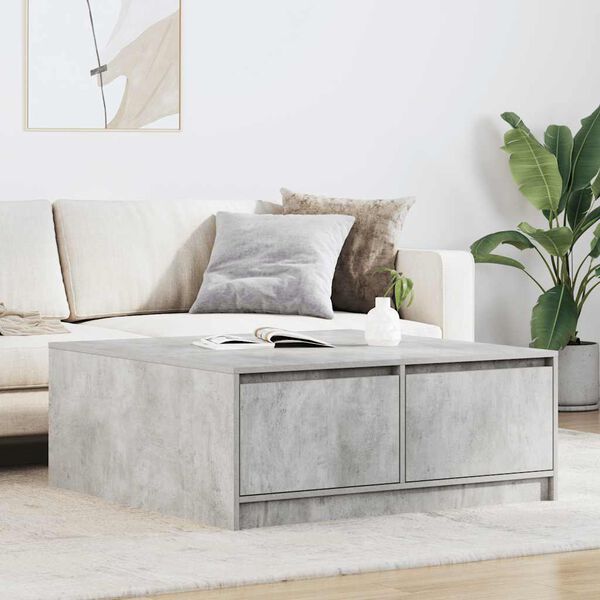 vidaXL Coffee Table with Drawers Concrete Grey 100x100x40 cm