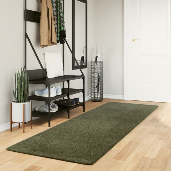 vidaXL Rug HUARTE Short Pile Soft and Washable Forest Green 80x250 cm