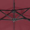 vidaXL Double-Head Garden Parasol with LEDs Bordeaux Red 316x145 cm