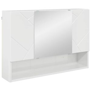 vidaXL Mirror Cabinet High Gloss White 80 x 17 x 55 cm Engineered Wood