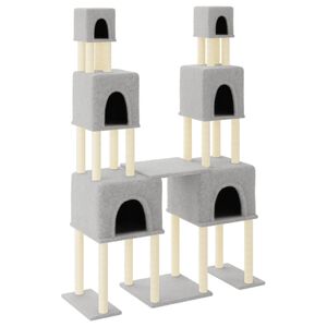 vidaXL Cat Tree with Sisal Scratching Posts Light Grey 199 cm