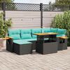 vidaXL 7 Piece Garden Sofa Set with Cushions Brown Poly Rattan Acacia