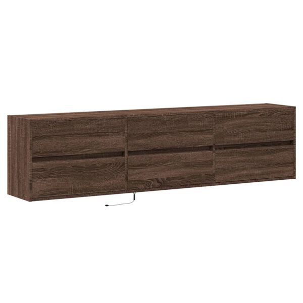 vidaXL TV Wall Cabinet with LED Brown Oak 180x31x45 cm