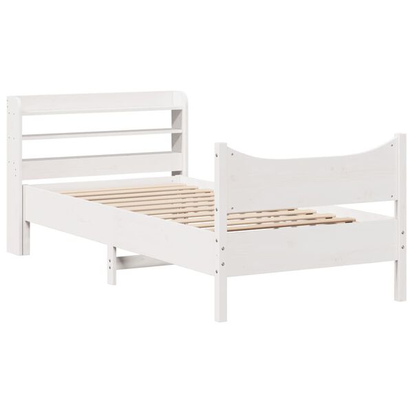 vidaXL Bed Frame with Headboard White 100x200 cm Solid Wood Pine
