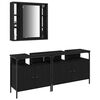 vidaXL Bathroom Vanity Units with Shelf 3 pcs Black Engineered wood