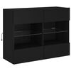 vidaXL TV Wall Cabinet with LED Lights Black 78.5x30x60.5 cm