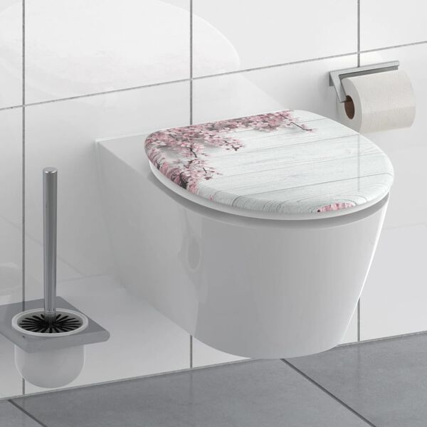 SCH&Uuml;TTE Toilet Seat with Soft-Close FLOWERS & WOOD