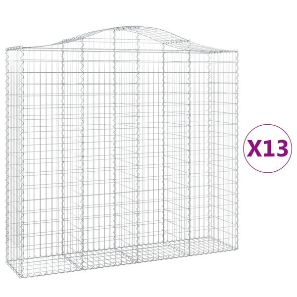 vidaXL Arched Gabion Baskets 13 pcs 200x50x180/200 cm Galvanised Iron