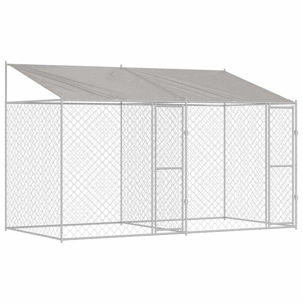 vidaXL Dog Cage with Roof Silver 400 x 200 x 258 cm Steel and PE