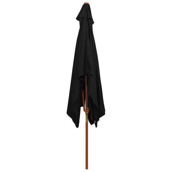 vidaXL Garden Parasol with Wooden Pole Black 200x300 cm