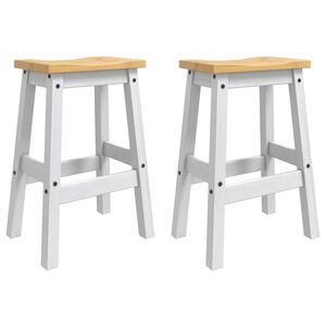 vidaXL Bar Stool 2 pcs White and Honey Wax 44 x 30 x 63 cm Solid-Pine