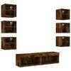 vidaXL 8 Piece TV Wall Units with LED Smoked Oak Engineered Wood