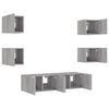 vidaXL 6 Piece TV Wall Units with LED Grey Sonoma Engineered Wood