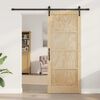 vidaXL Sliding Door Natural and Black 86 x 211 cm Solid Pine Wood