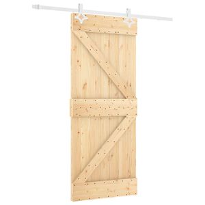 vidaXL Sliding Door Natural and White 80 x 210 cm Solid Pine Wood