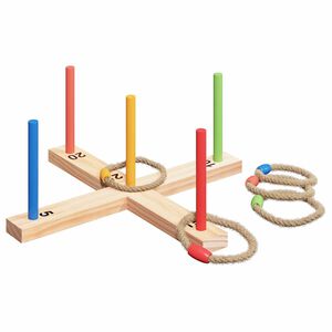 vidaXL Ring Toss Game Set Nature and Red 41 x 41 x 16 cm