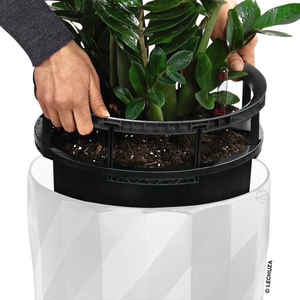 LECHUZA Planter DIAMANTE Premium ALL-IN-ONE Diameter 40 cm Matte White