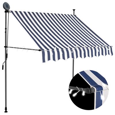 vidaXL Manual Retractable Awning with LED 200 cm Blue and White