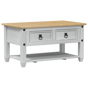 vidaXL Coffee Table with Drawer White 85 x 50 x 45 cm Solid Pine Wood