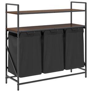 vidaXL Laundry Basket 3 Compartments with Shelves Brown Oak
