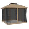 vidaXL Gazebo with Double Roof and Mesh Walls Taupe 2.94x2.94 m Steel
