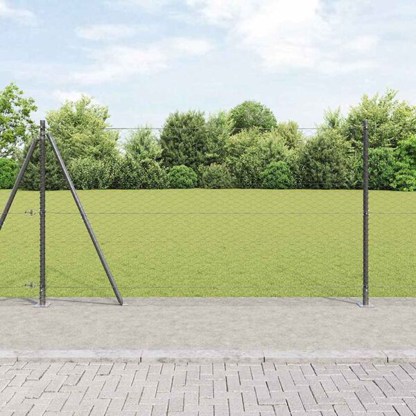 vidaXL Fence Post Grey 100 x 1.5 m (36 mm mesh) Steel and PVC
