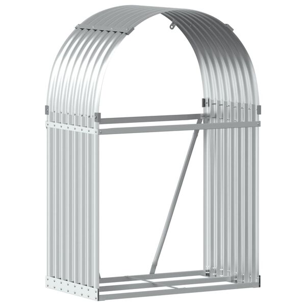 vidaXL Log Holder Silver 80x45x120 cm Galvanised Steel