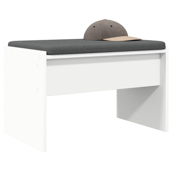 vidaXL Hall Bench with Cushion White 63 x 38 x 40 cm