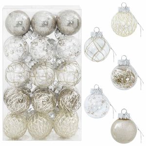 vidaXL Christmas Ball Set 30 pcs Champagne &Oslash; 6 cm PET
