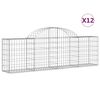 vidaXL Arched Gabion Baskets 12 pcs 200x30x60/80 cm Galvanised Iron
