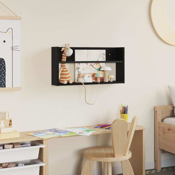 vidaXL Magazine Rack Black Oak 60 x 12 x 30 cm Engineered Wood