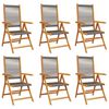 vidaXL Reclining Garden Chairs 6 pcs Grey Solid Wood Acacia