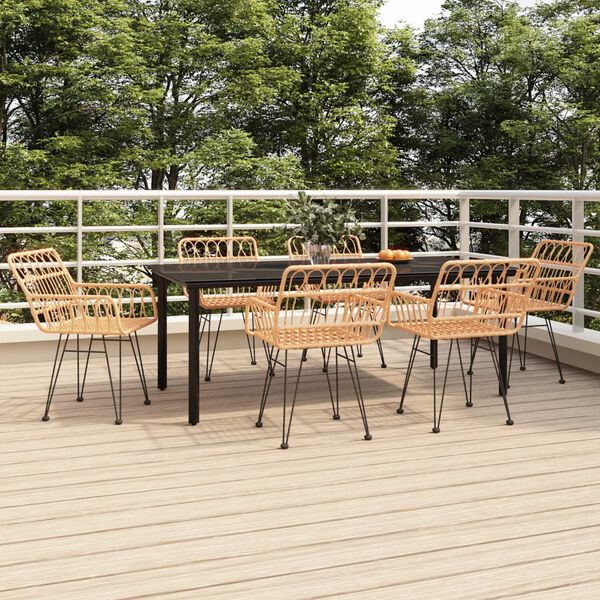 vidaXL 7 Piece Garden Dining Set Poly Rattan
