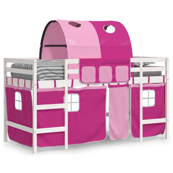 vidaXL Kids' Loft Bed with Tunnel without Mattress Pink 90x200cm