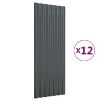 vidaXL Roof Panels 12 pcs Powder-coated Steel Anthracite 100x36 cm