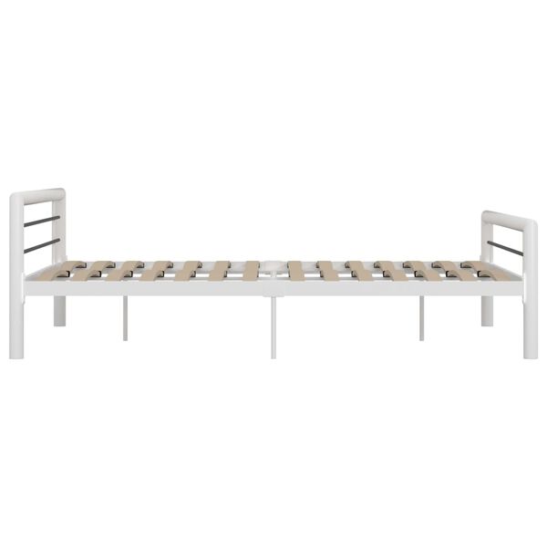 vidaXL Bed Frame without Mattress White and Black Metal 180x200 cm Super King