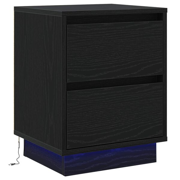 vidaXL Bedside Cabinet Black Oak 39 x 34.5 x 50 cm Engineered wood