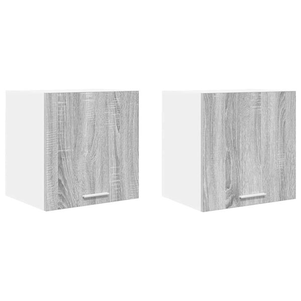 vidaXL Hanging Cabinet 2 pcs Grey Sonoma and White 40 x 31 x 40 cm