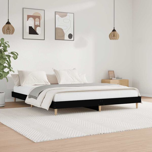 vidaXL Bed Frame without Mattress Black 120x200 cm Engineered Wood