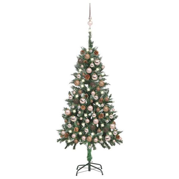 vidaXL Artificial Pre-lit Christmas Tree with Ball Set&Pine Cones 150 cm