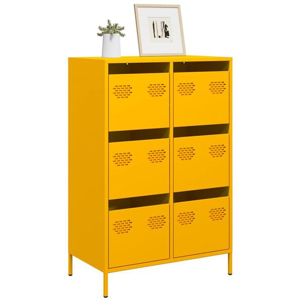 vidaXL Highboard Mustard Yellow 68x39x101.5 cm Steel