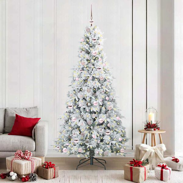 vidaXL Artificial Hinged Christmas Tree White 210 cm PE and PVC