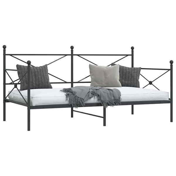 vidaXL Day Bed without Mattress Black 100x200 cm Steel