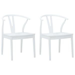 vidaXL Dining Chair 2 pcs Solid Rubber Wood White and White