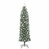 vidaXL Artificial Slim Christmas Tree Green and White 210 cm