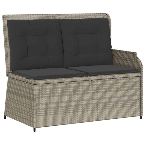 vidaXL Garden Bench with Cushion Light Grey Poly Rattan