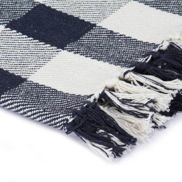 vidaXL Throw Cotton Check 160x210 cm Navy Blue