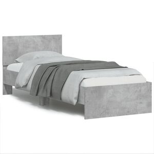vidaXL Bed Frame without Mattress with Headboard Concrete Grey 75x190 cm