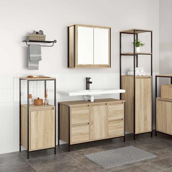 vidaXL Bathroom Furniture Set with Drawer 3 pcs Sonoma oak and Black
